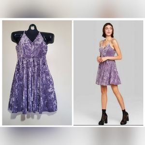 Sleeveless Lavender Suede Velvet Flowy Mini Dress sz Medium